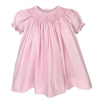 Bishop Zig-Zag Smocked Dress- Pink