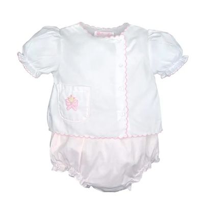 Shadow Stich Bow Diaper Cover Set