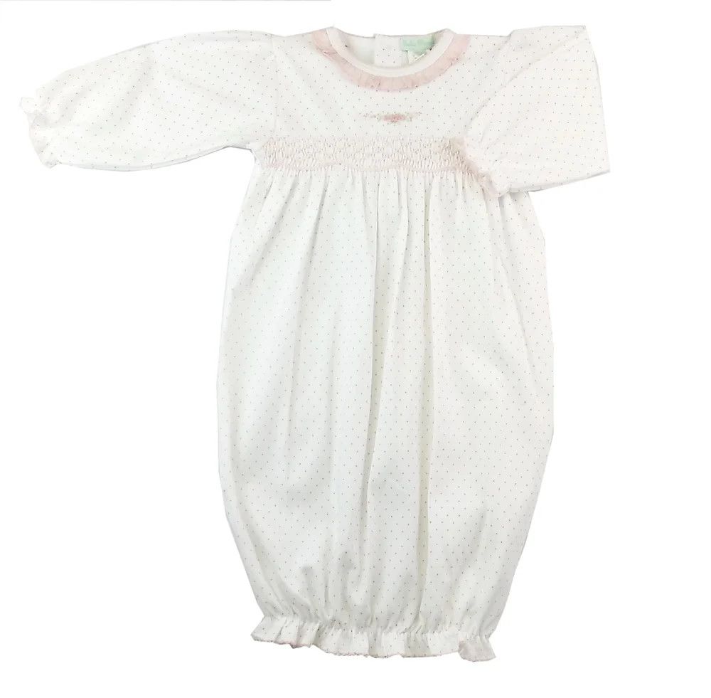 Sweet Dots Baby Girl Smocked Gown NB