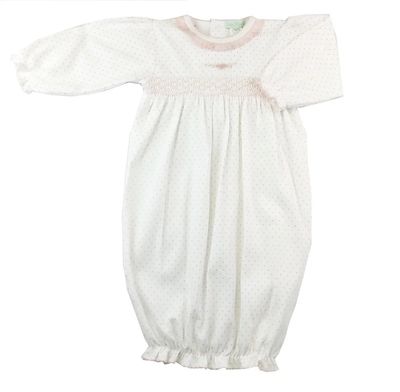 Sweet Dots Baby Girl Smocked Gown NB