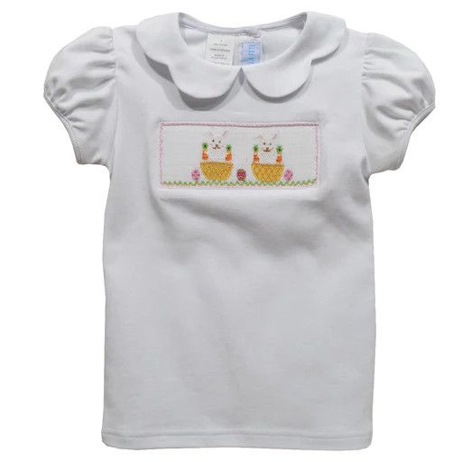 White Ruffle Collar Smocked Bunny Top