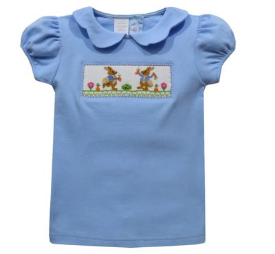 Blue Ruffle Collar Smocked Peter Rabbit Top