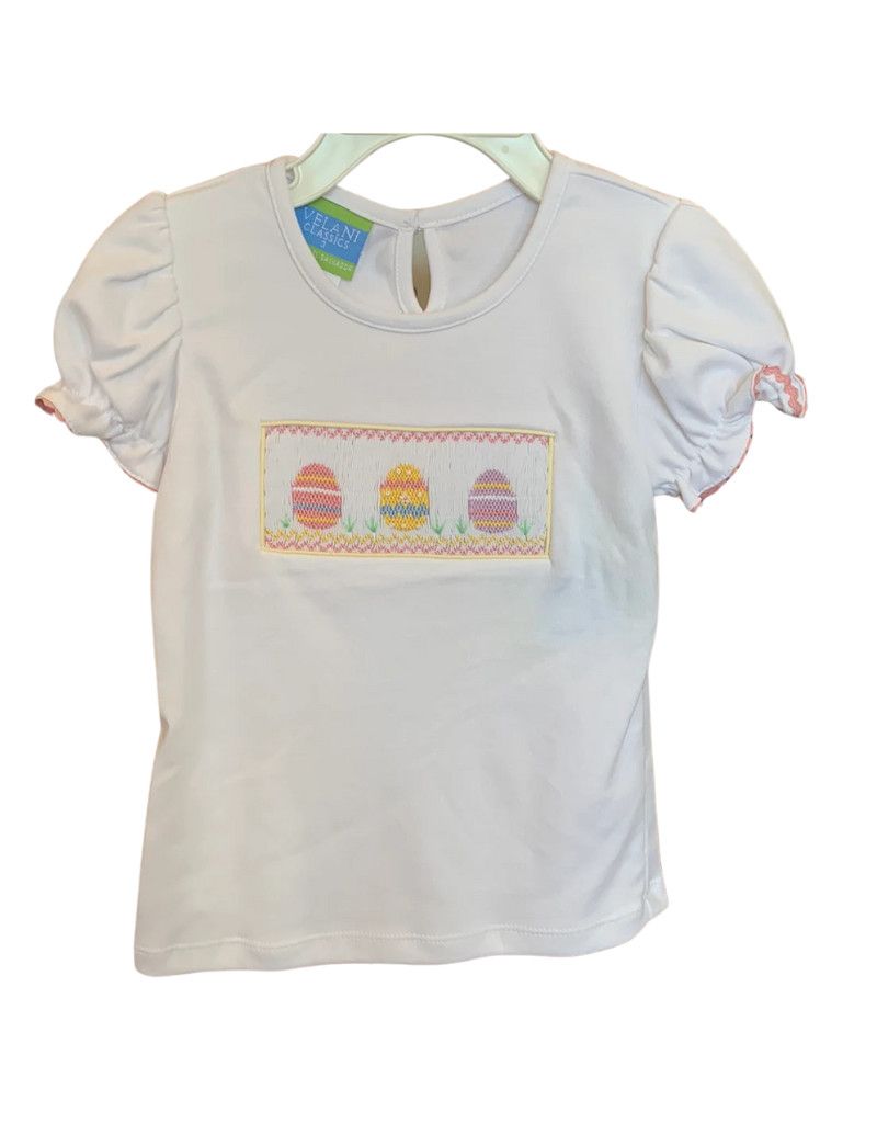 Girls Easter Egg White Knit Tee