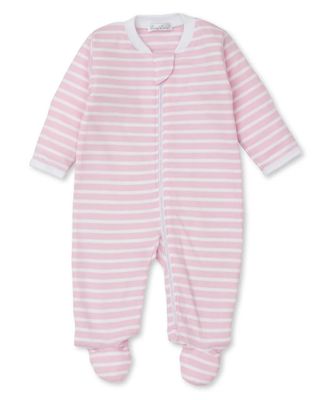 PJs Team Stripe Zipper Footie, Pink