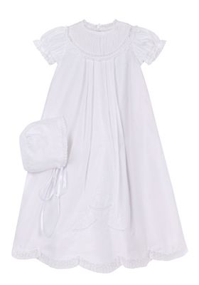 Girls Pintucked Yoke Christening Gown &amp; Hat