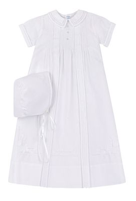 Boys Pleated Christening Gown W/Hat