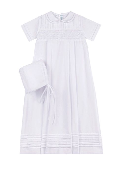 Boys Smocked Christening Gown W/Hat