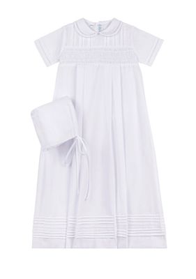 Boys Smocked Christening Gown W/Hat
