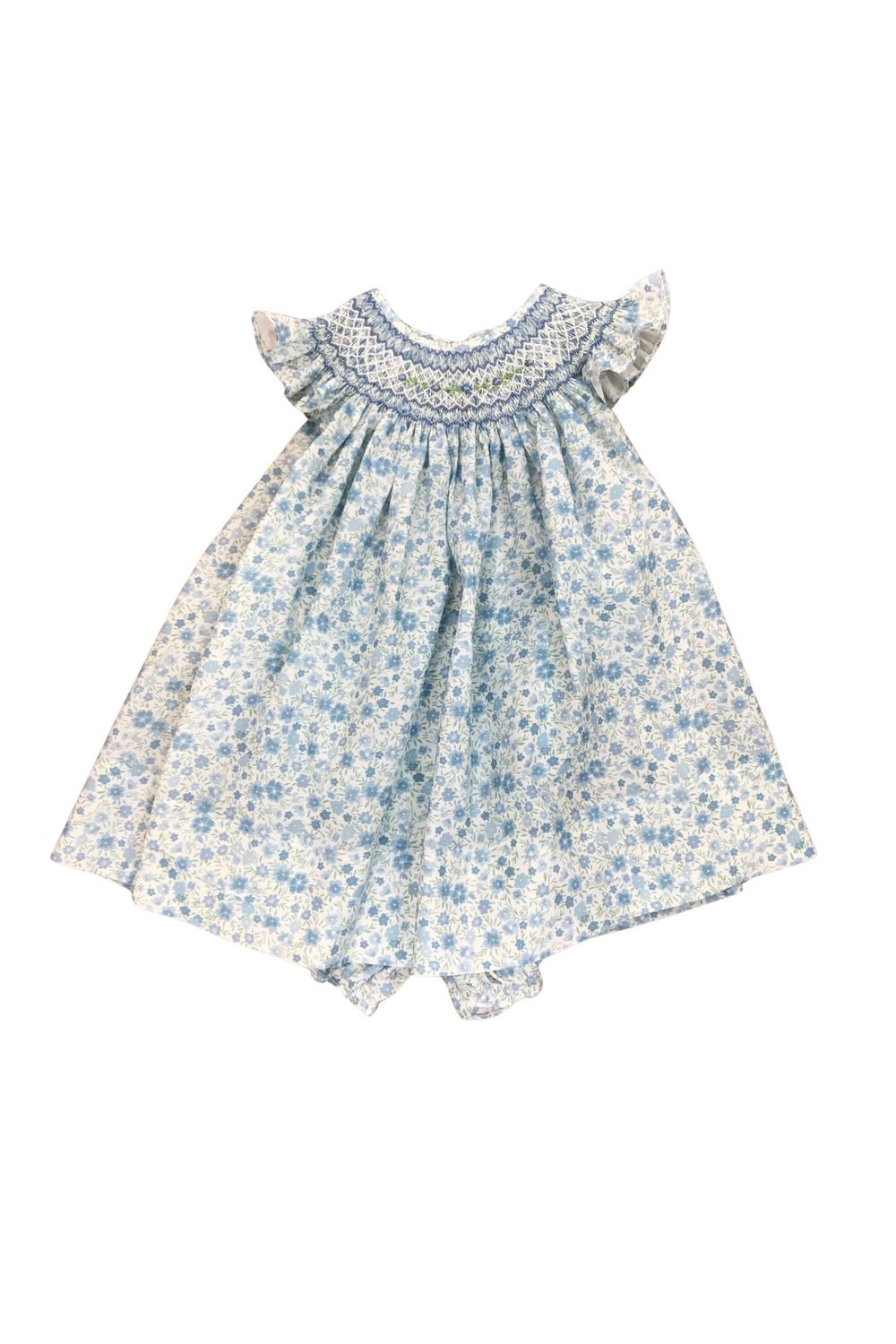 Carly Blue Floral Smocked Bishop