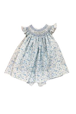 Carly Blue Floral Smocked Bishop