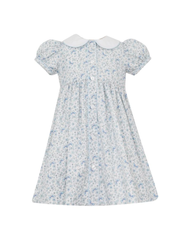 Butterfly  Lt Blue Print Button Down Dress