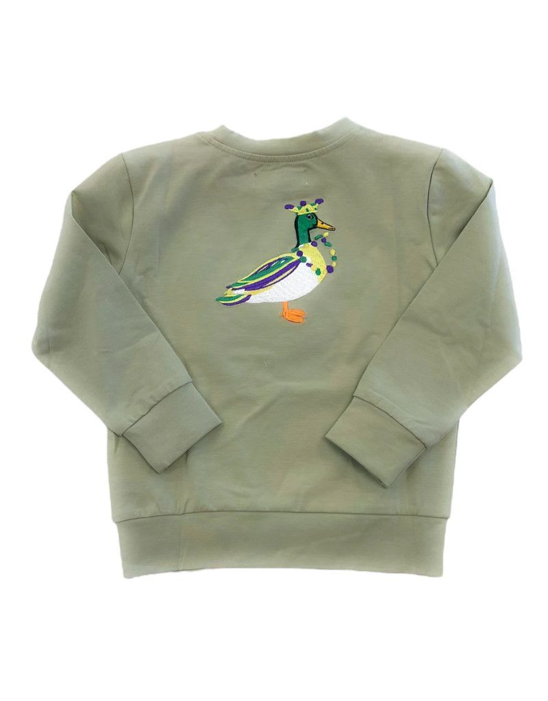  Green Mardi Gras Banded Tee LS with Duck