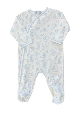 Blue Bunny Toile Crossover Footie