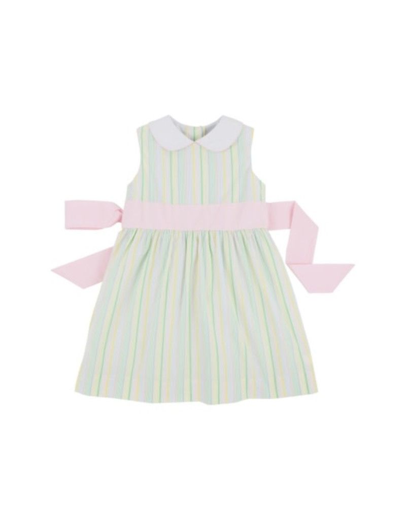 Sleeveless Cindy Lou Sash Dress, Santa Maria Seersucker