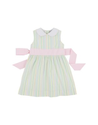 Sleeveless Cindy Lou Sash Dress, Santa Maria Seersucker