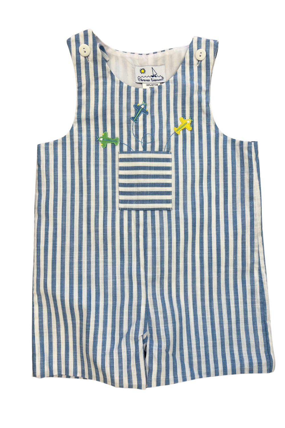 Stripe Linen Look Shortall w Airplanes