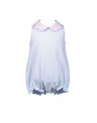 Light Blue Stripe Scallop Girl Bubble