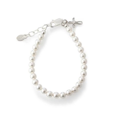 Silver Pearl Baptism Bracelet