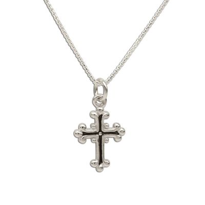 Sterling Silver Scrolled Cross Necklace 14inches