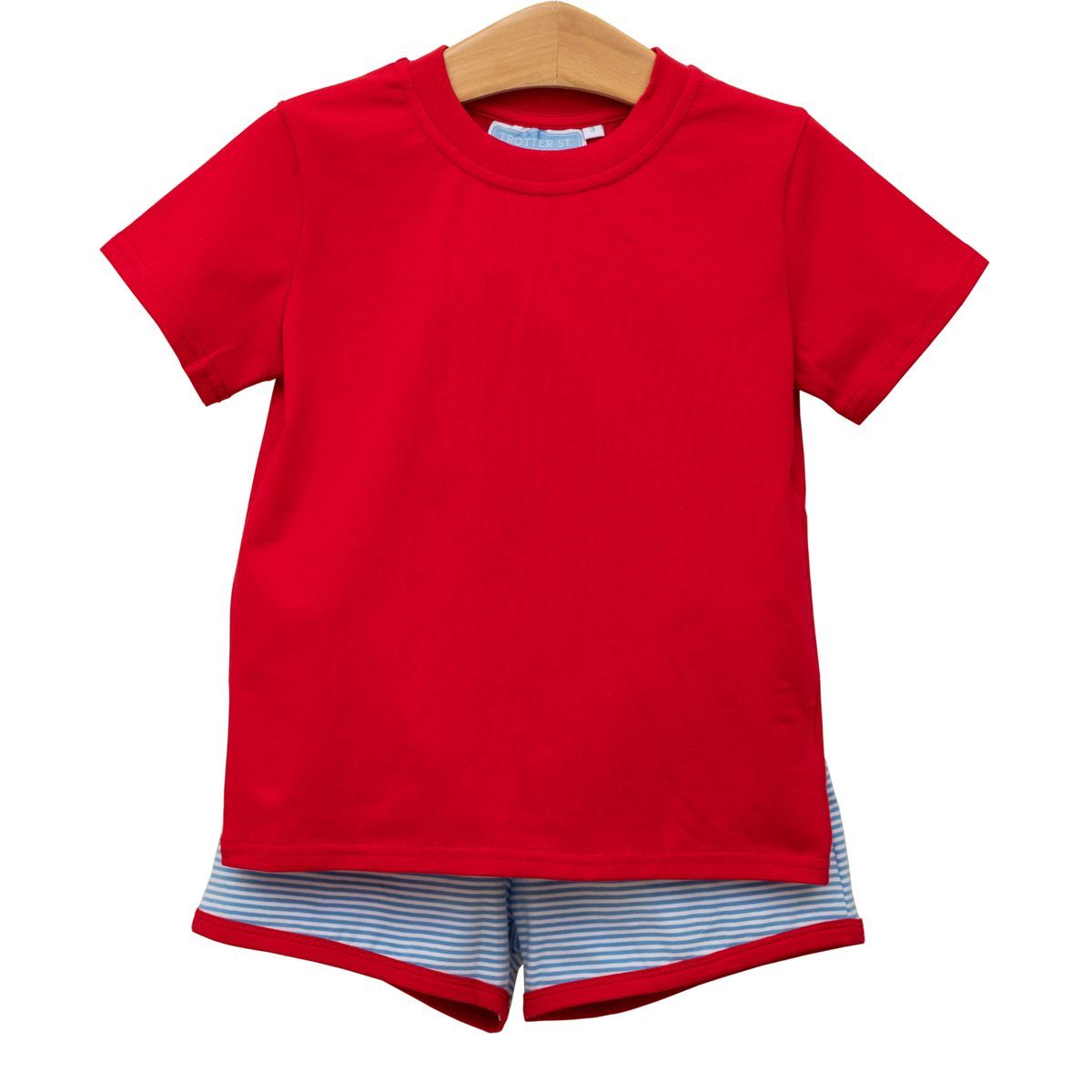 Thomas Short Set Cornflower Stripe/ Red