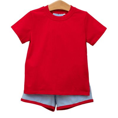 Thomas Short Set Cornflower Stripe/ Red