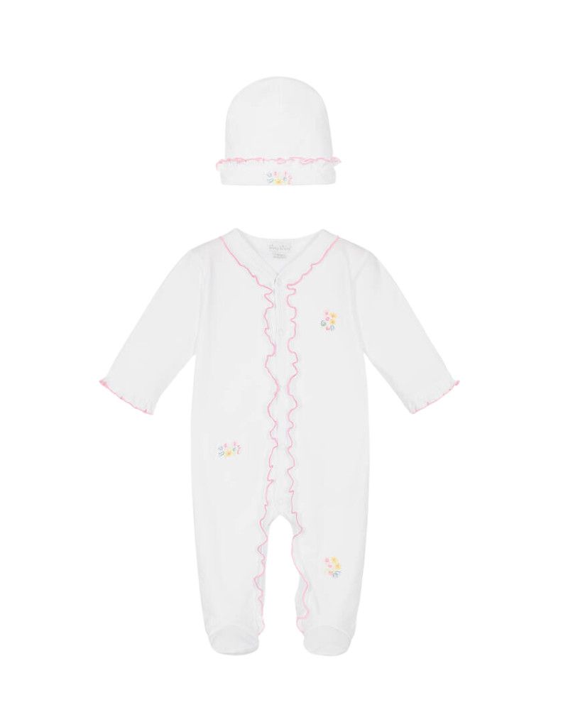 Garden Trellis White Footie/Hat Set