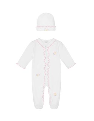 Garden Trellis White Footie/Hat Set