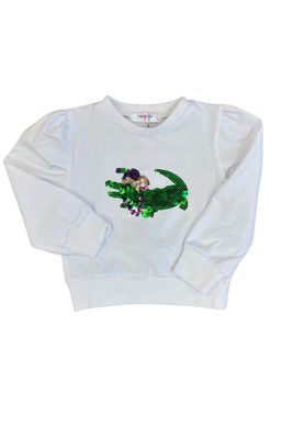Sequin Mardi Gras Alligator Top