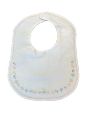 White Flower Embroidered Bib