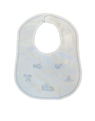 White Transportation Embroidered Bib