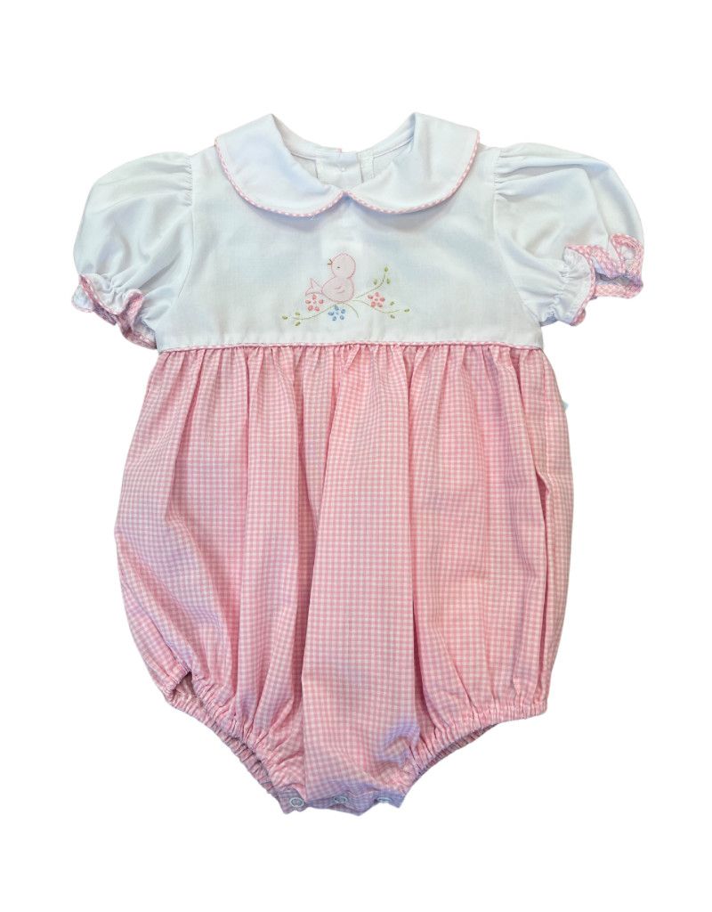 Pink Check Bubble w/ Bird
