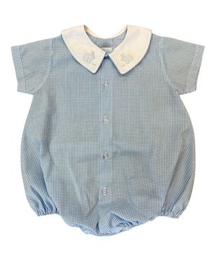 Blue Check Button Front Bunny Bubble