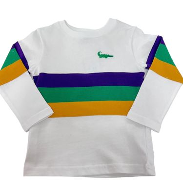 Mardi Gras Rugby Long Sleeve Crew Neck Tee