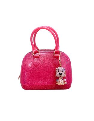 Cate Hot Pink Sparkle Purse w/ Dog Charm