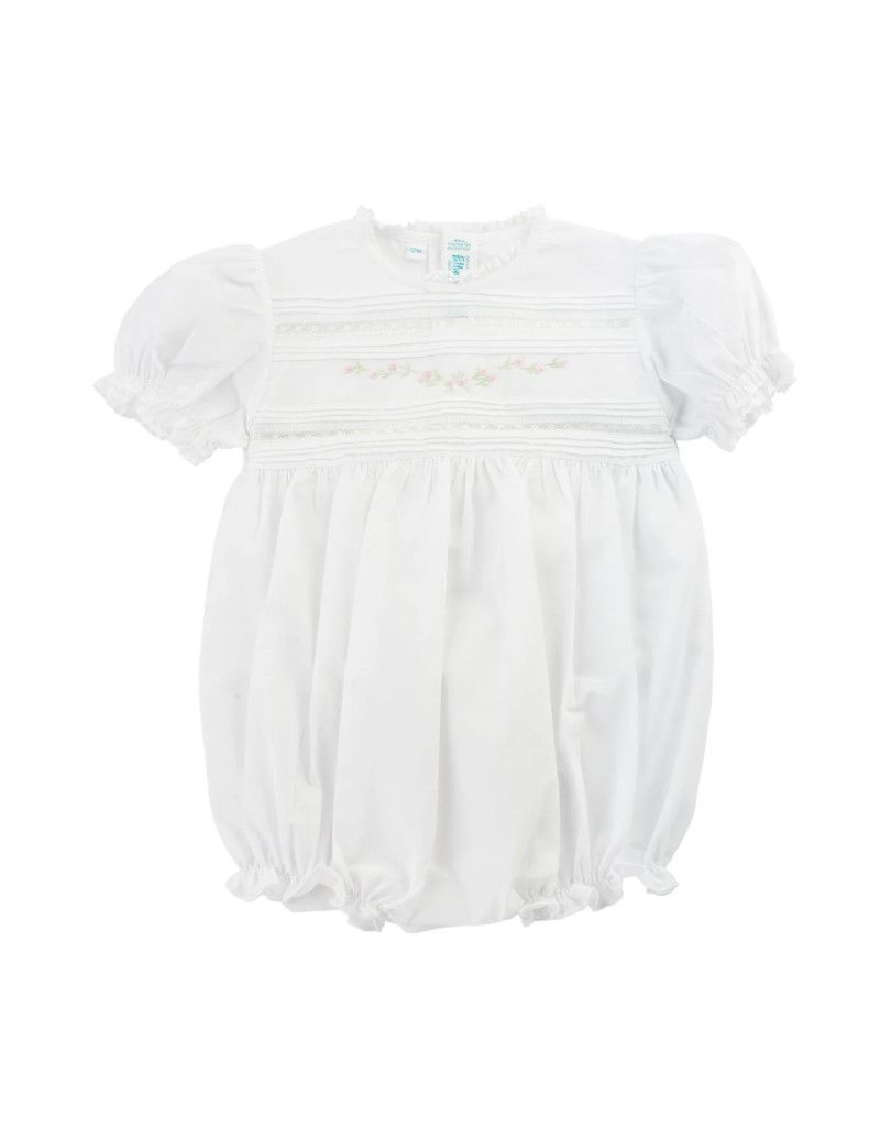 Floral Bullions And Lace Romper White