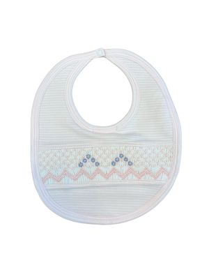 Pink and Blue Smocked Bib