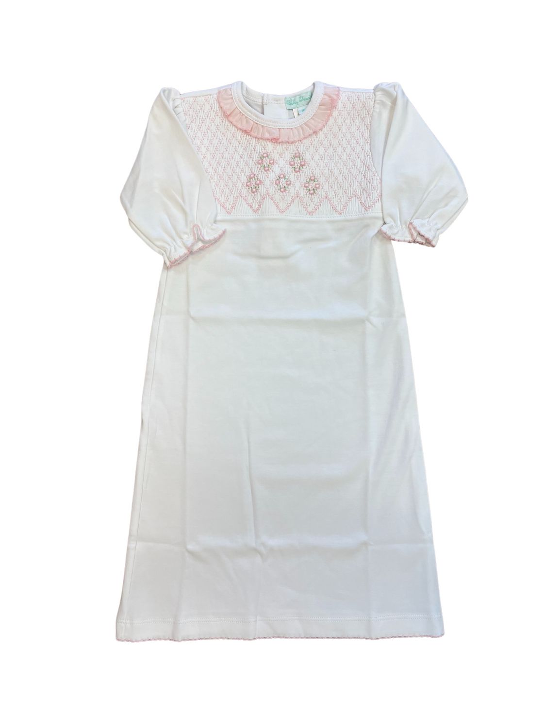 Hand Smocked Daygown Whitew/ Pink