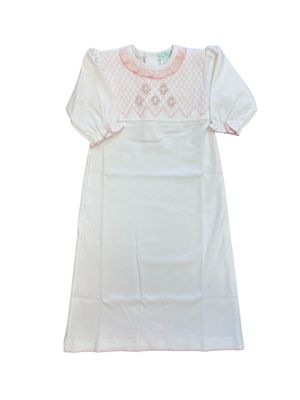 Hand Smocked Daygown Whitew/ Pink
