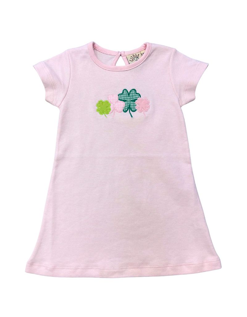 Pink Stripe Dress with Shamrock Applique