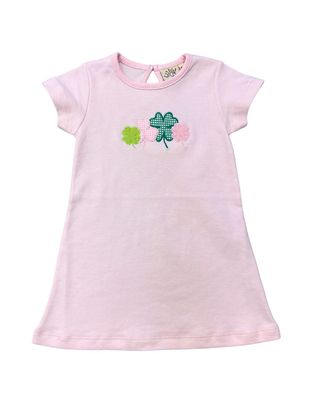 Pink Stripe Dress with Shamrock Applique
