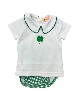 Crochet Shamrock Green Windowpane Boys Diaper Set