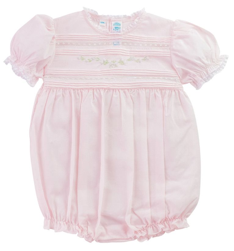 Floral Bullions And Lace Romper Pink