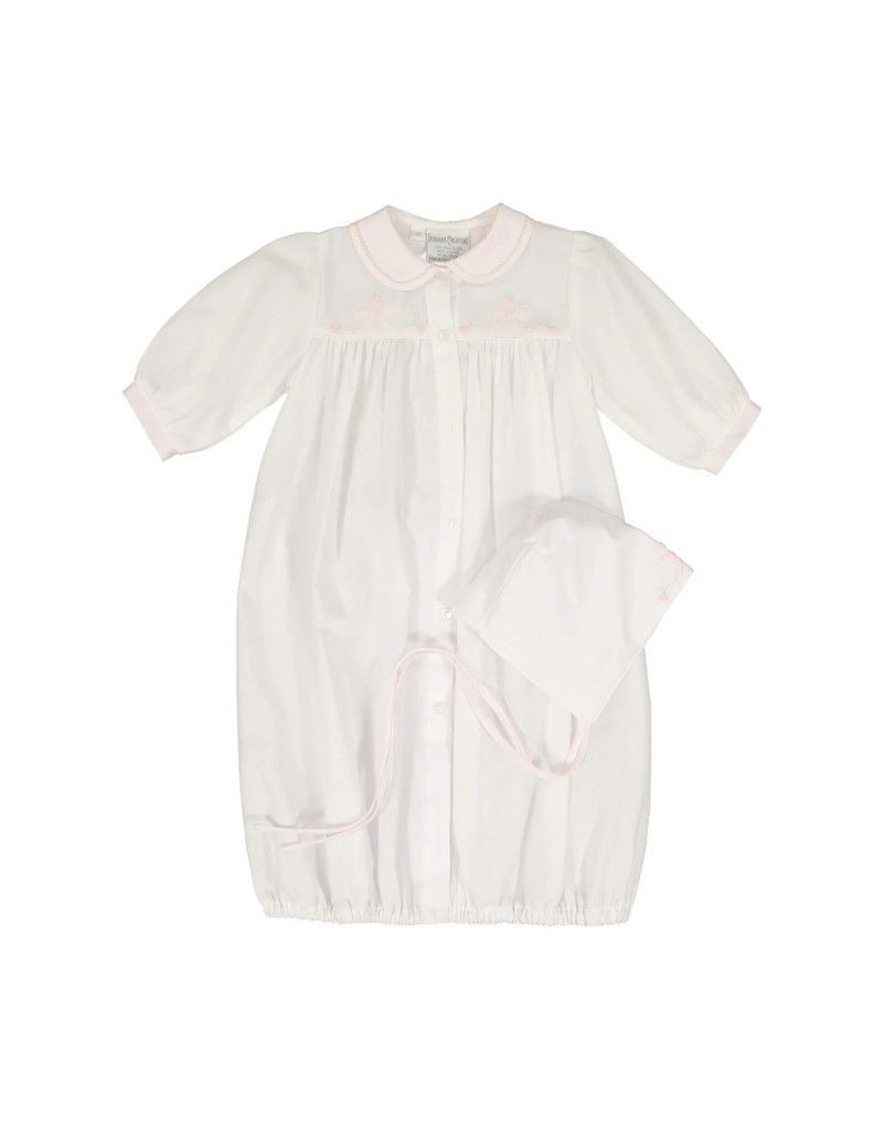 White w/ Pink Infant Dot Gown and Hat