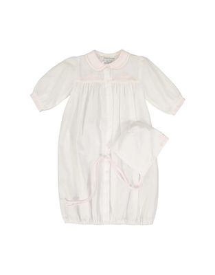 White w/ Pink Infant Dot Gown and Hat