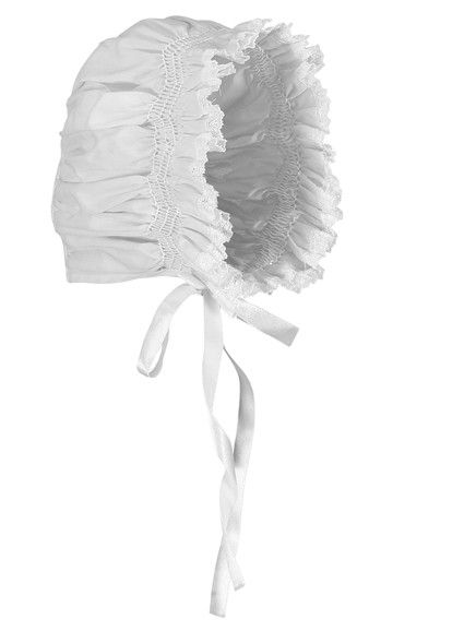 Girls White Smocked Lace Bonnet