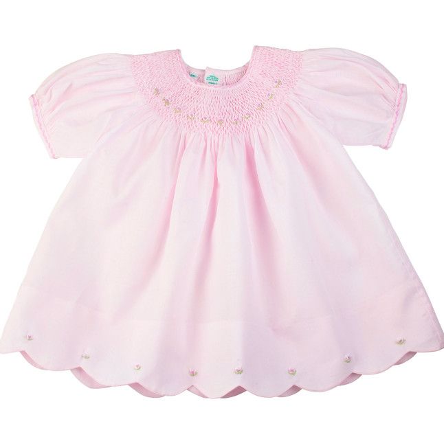 Pink Scallop Bishop Dress W Panty
