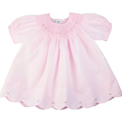 Pink Scallop Bishop Dress W Panty