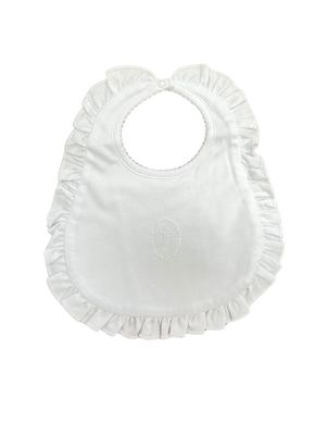 White Blessed Embroidered Cross Ruffle Bib