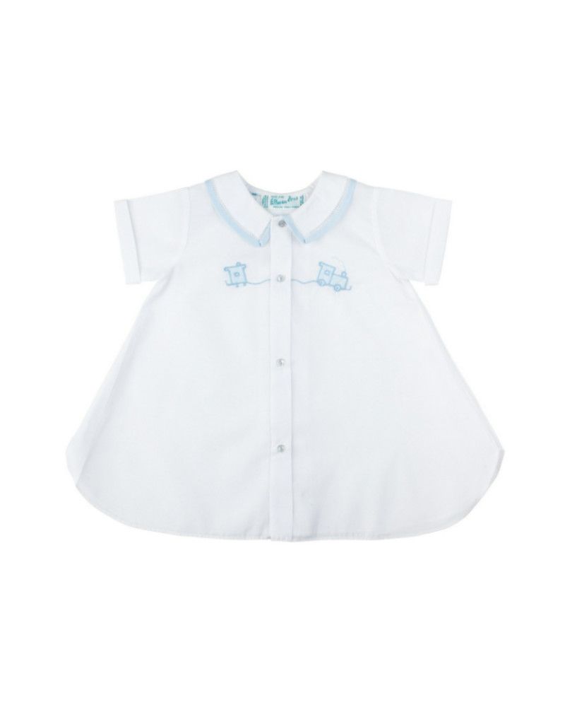 White Open Front Daygown with Train