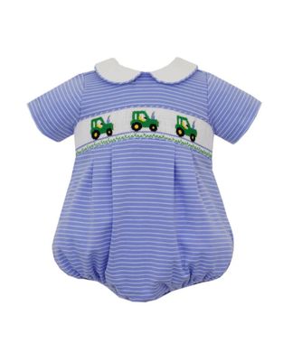 Tractor Periwinkle Blue Stripe Boy&#39;s Bubble